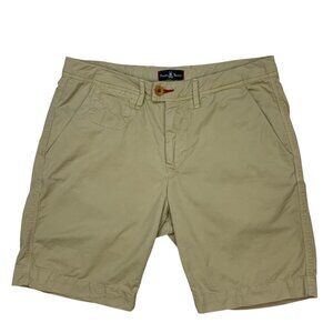 Psycho Bunny Mens Flat Front Shorts 32 Light Khaki Beige Classic Fit Zip Fly